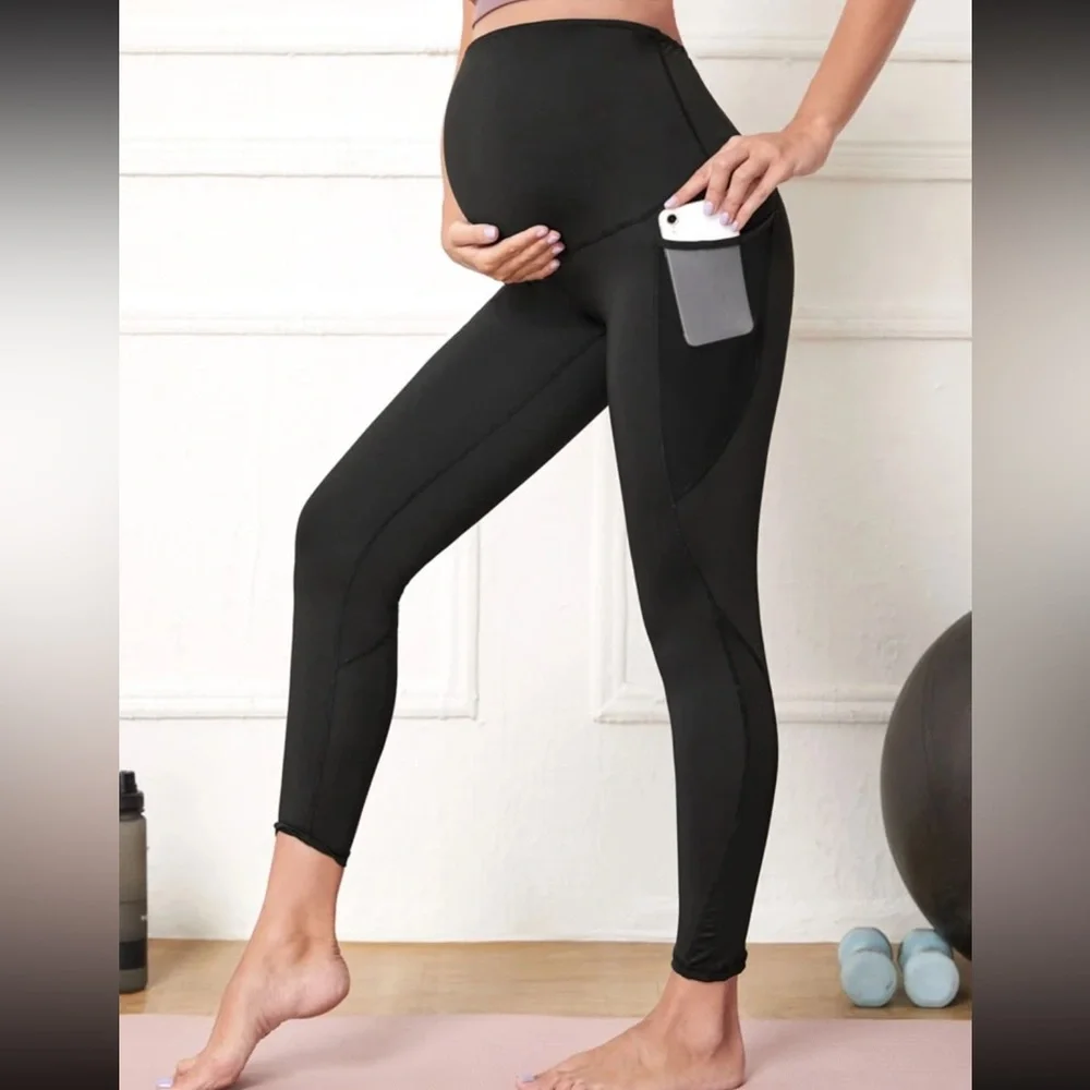 MATERNITY BUNDLE 2 Athletic Maternity Black Leggings Size Large L - Picture 2 of 6